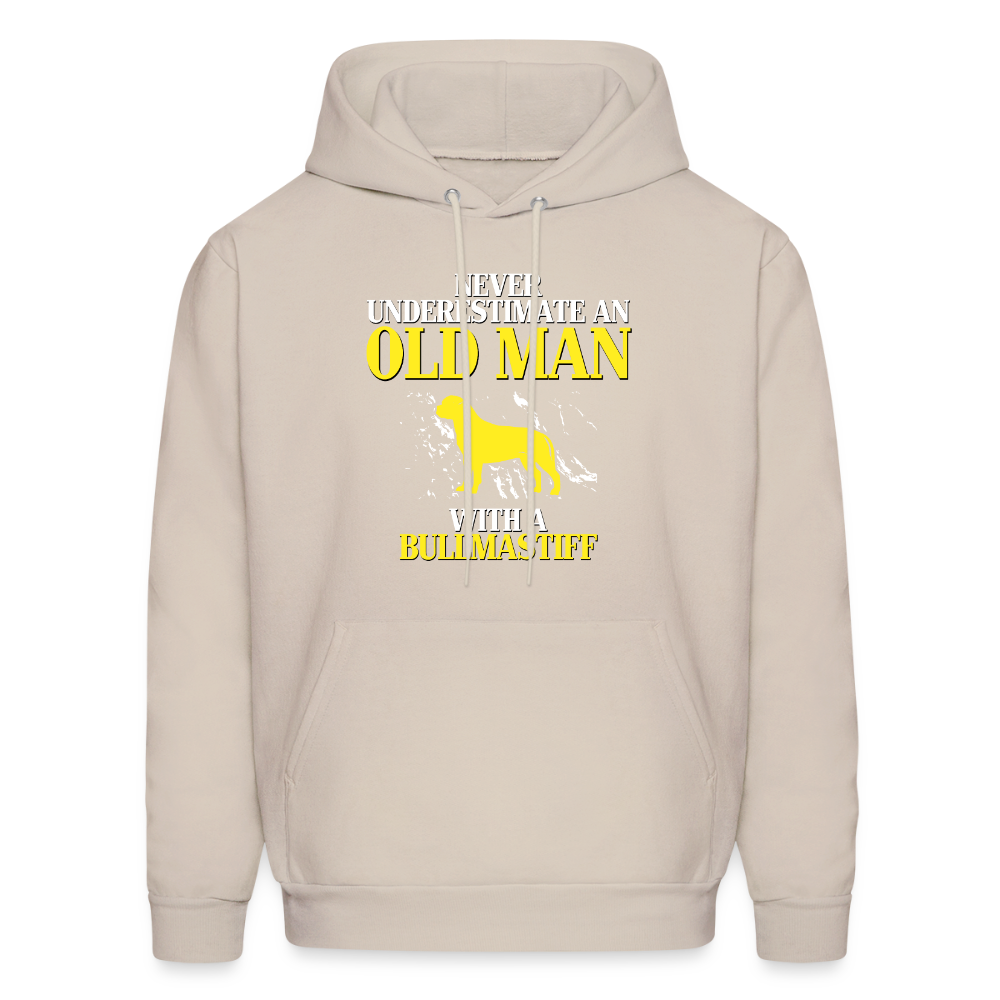 Never underestimate an old man with a Bullmastiff Unisex Hoodie - Sand