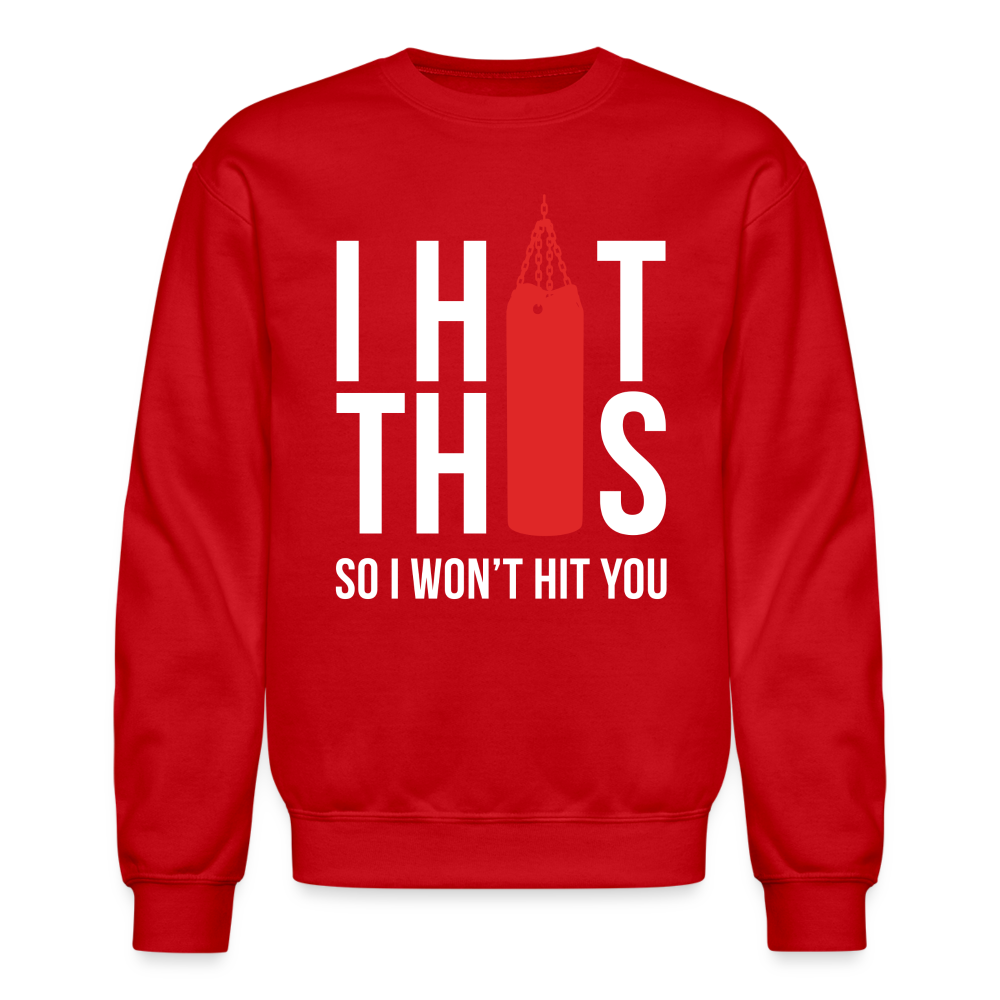 S000187 Boxing i hit this,, so Crewneck Sweatshirt - red