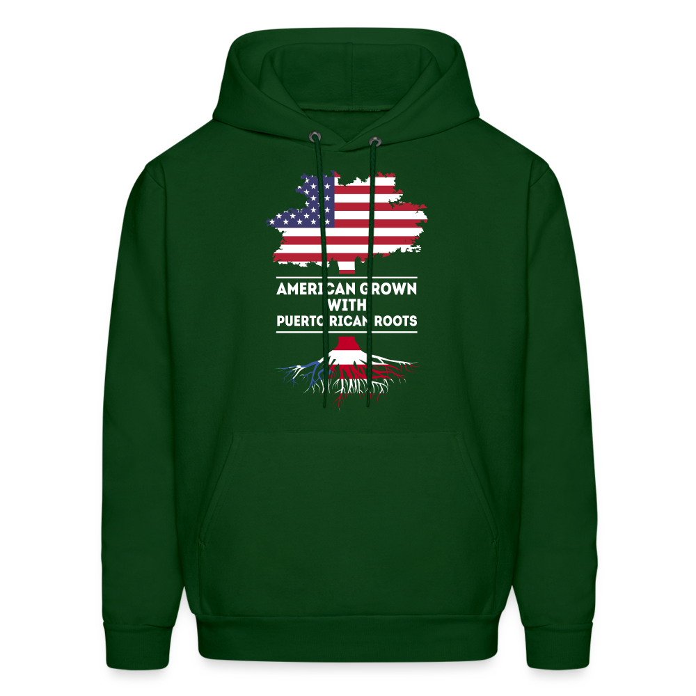 S00375  Puerto Rican Roots Hoodie - American Grown with puerto rican roots Men's Hoodie - forest green
