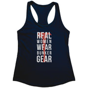 S00221 Firefighter Real Women wear Bunker Gear Gift, Birthday Present, Racerback, Tank Top, Summer Apparel