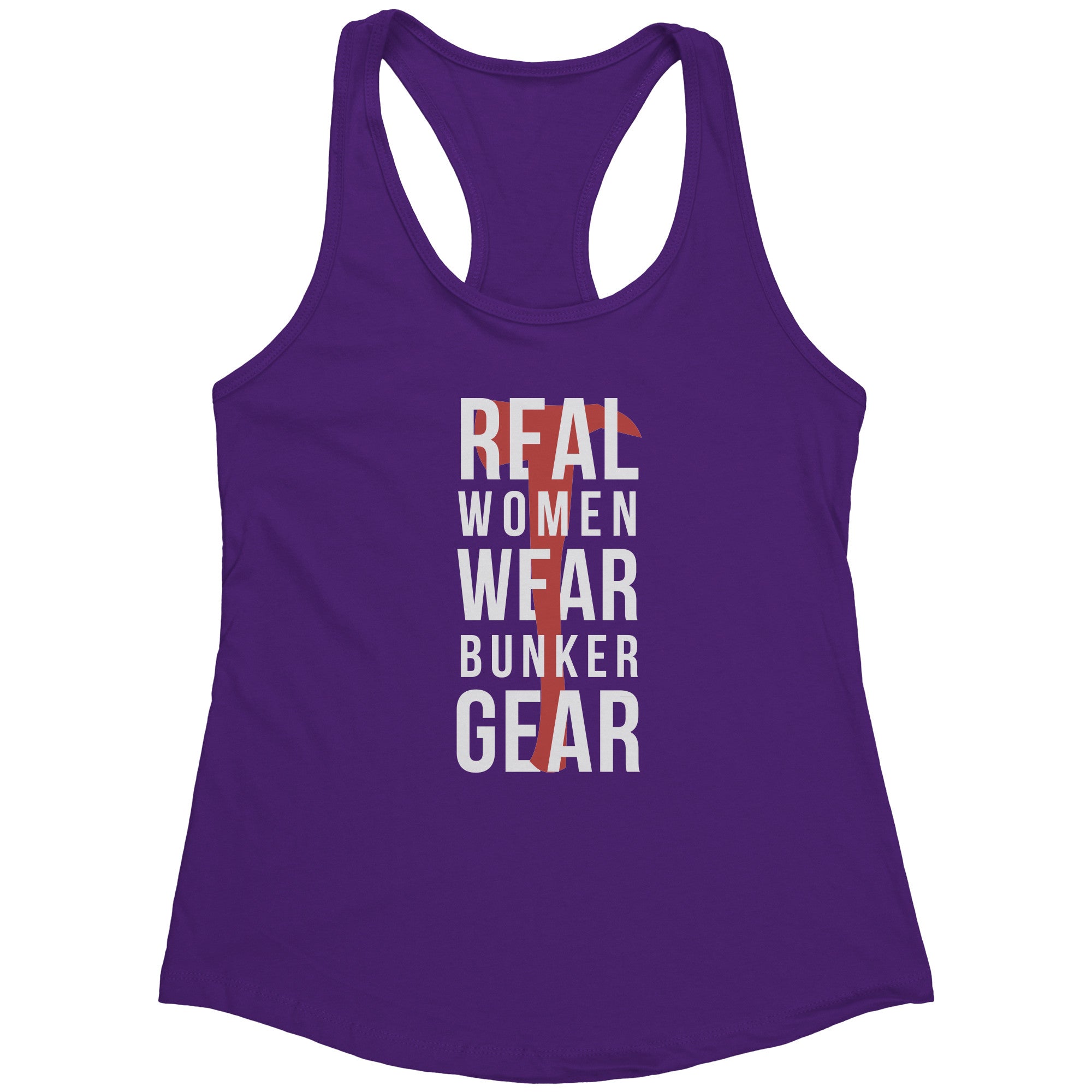 S00221 Firefighter Real Women wear Bunker Gear Gift, Birthday Present, Racerback, Tank Top, Summer Apparel