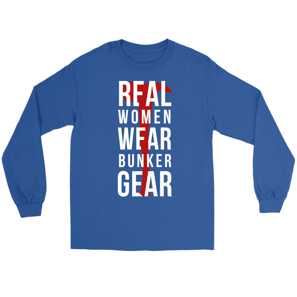 Firefighter Real Women wear Bunker Gear Gift, Unisex Longsleeve, Crewneck sweatshirt