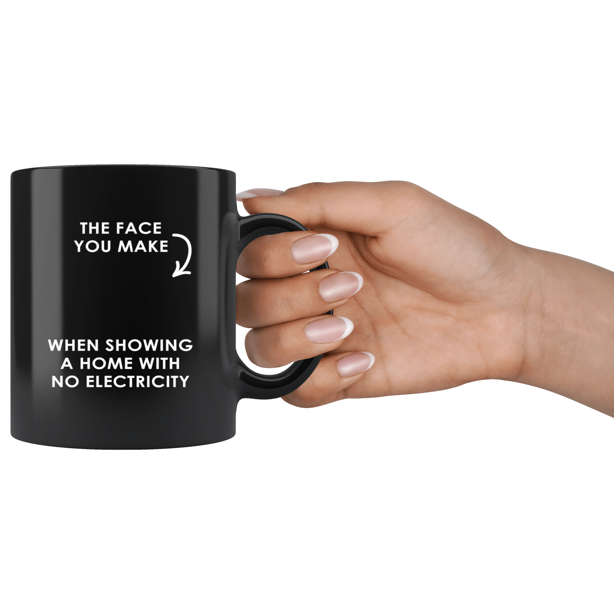 Real Estate Agent Mug Realtor gift - The face you make when showing a home with no electricity mug - Friend Funny Mug (11)oz Black