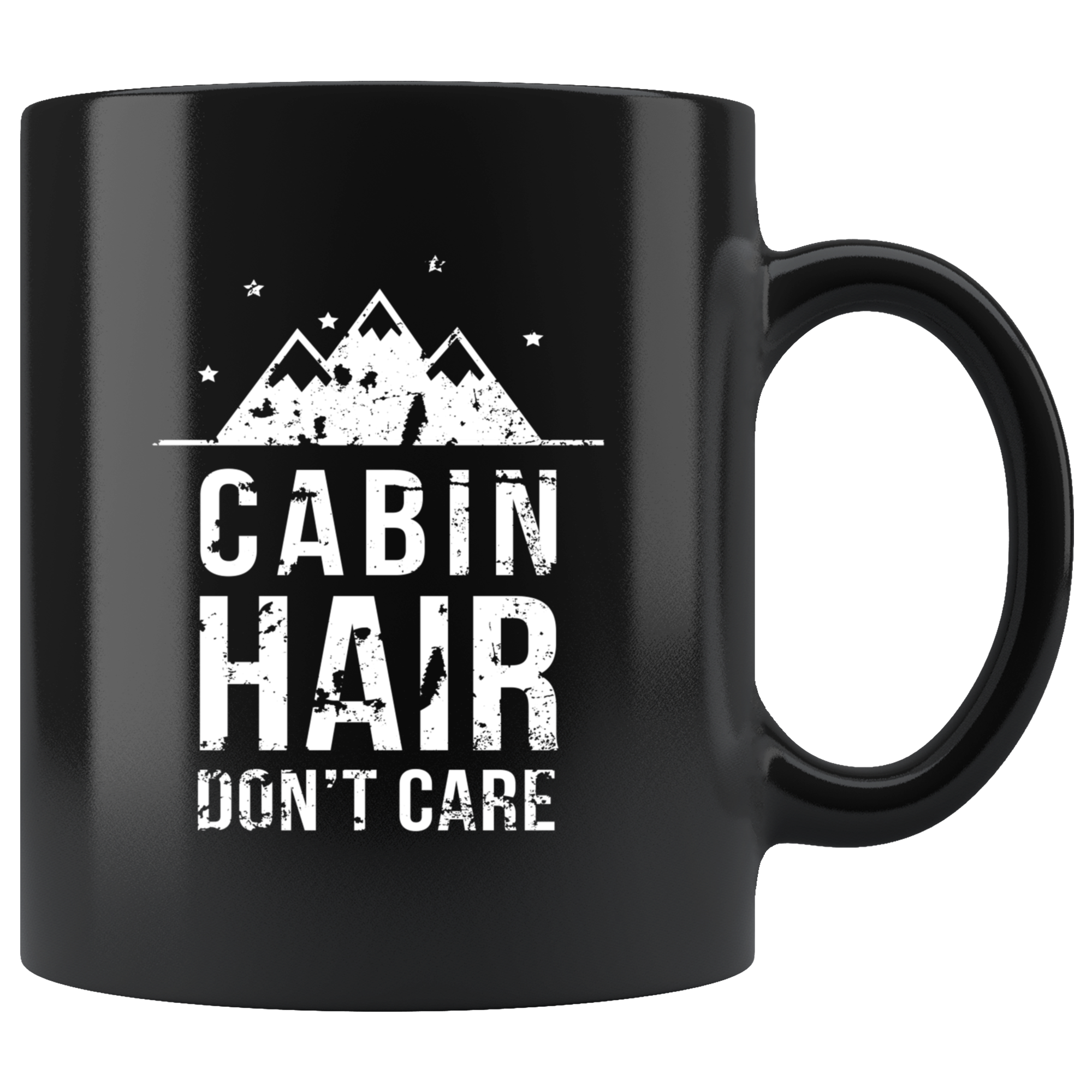 Mug Camping - Cabin hair don't care - Camp Camping Mug Coffee Cups (11oz) Black