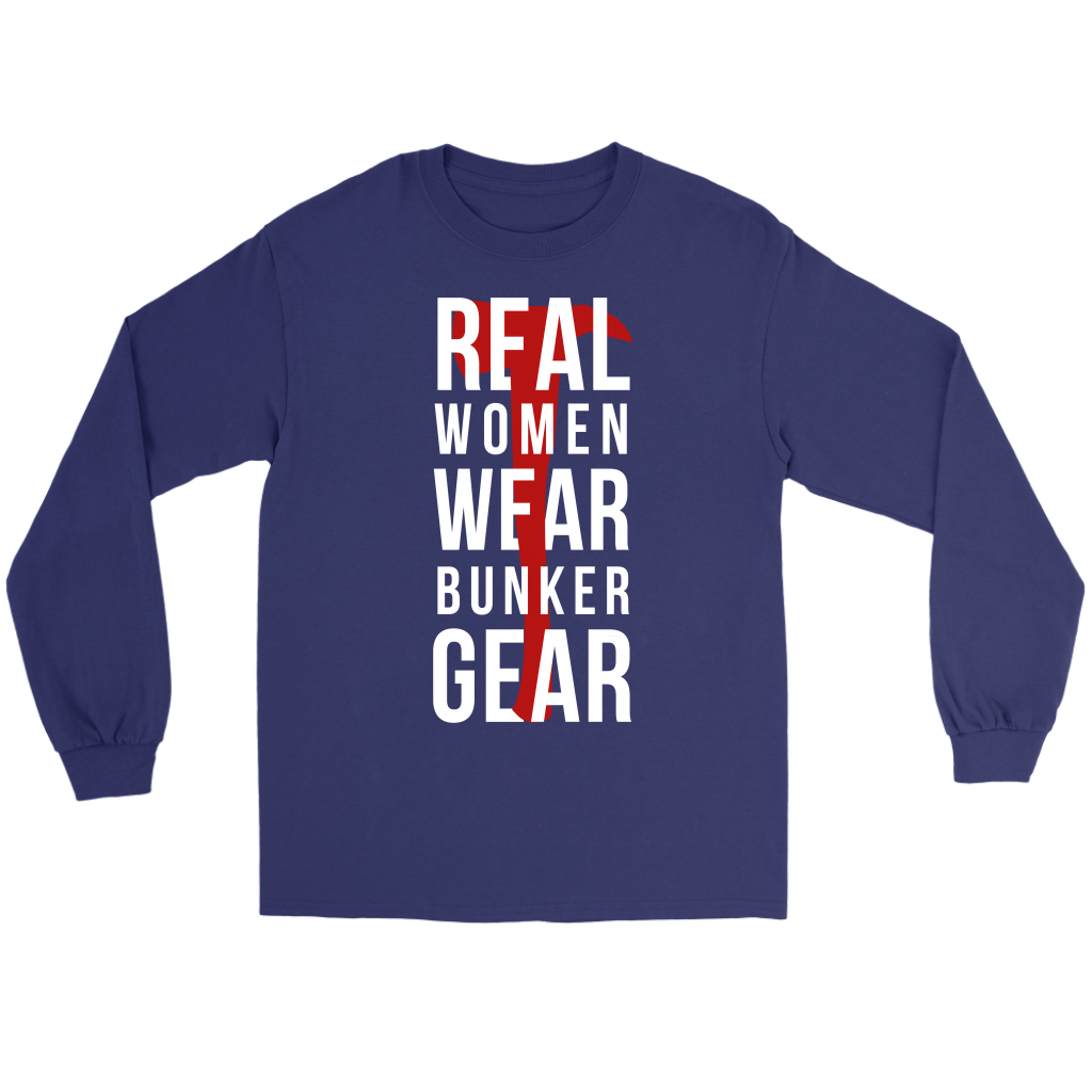 Firefighter Real Women wear Bunker Gear Gift, Unisex Longsleeve, Crewneck sweatshirt