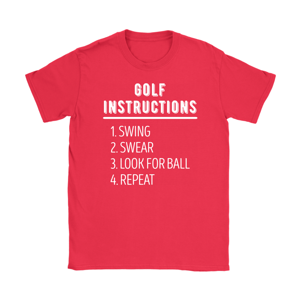Golf Golf instructions: 1.Swing 2. Swear 3. Look for ball 4.Repeat Gift, Woman's tee, Unisex T-shirt, V-neck, Summer Apparel