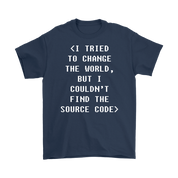 Programmer I tried to change the world, but I couldn't find the source code Gift, Woman's tee, Unisex T-shirt, V-neck, Summer Apparel