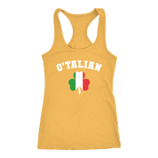 Italian O'talian St. Patrick's Gift, Birthday Present, Racerback, Tank Top, Summer Apparel