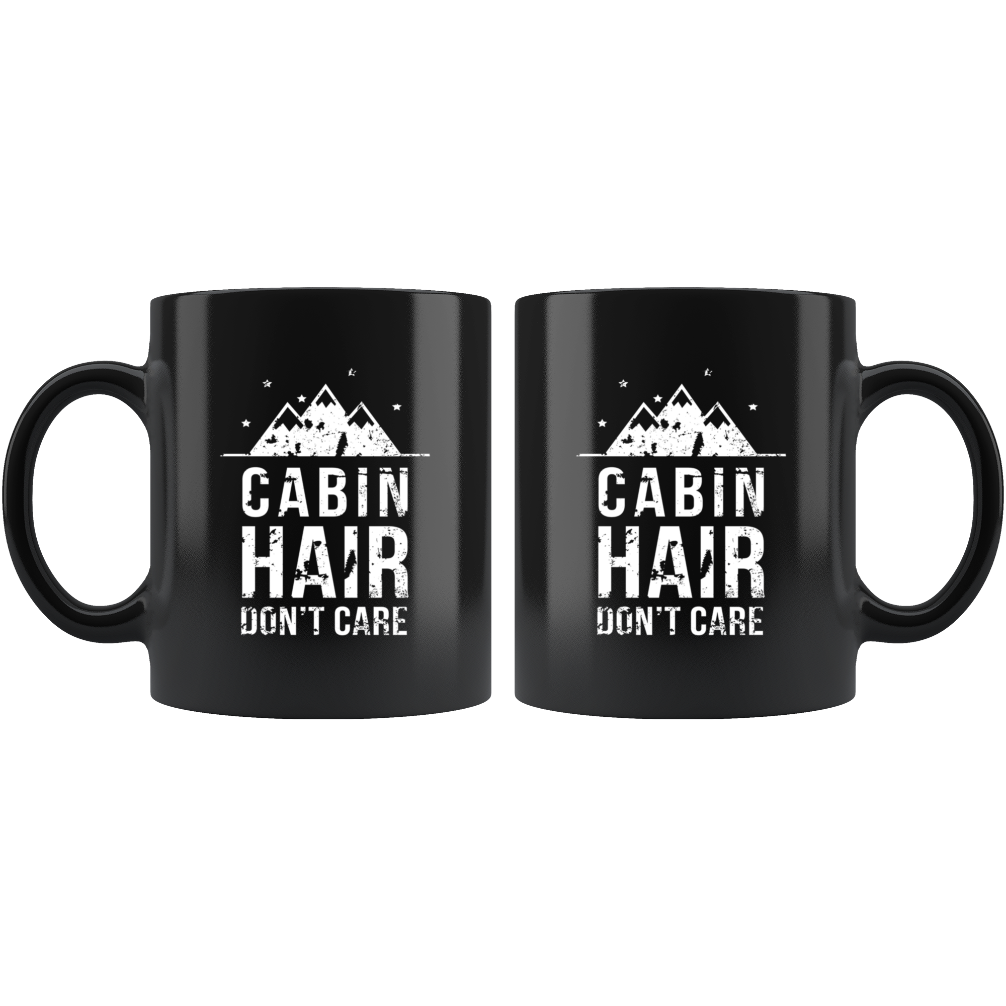 Mug Camping - Cabin hair don't care - Camp Camping Mug Coffee Cups (11oz) Black