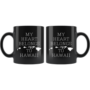 Hawaii cup Hawaii coffee mug - My heart belongs to Hawaii mug - Hawaii coffee cup Hawaii state mug 11oz Black US State mugs