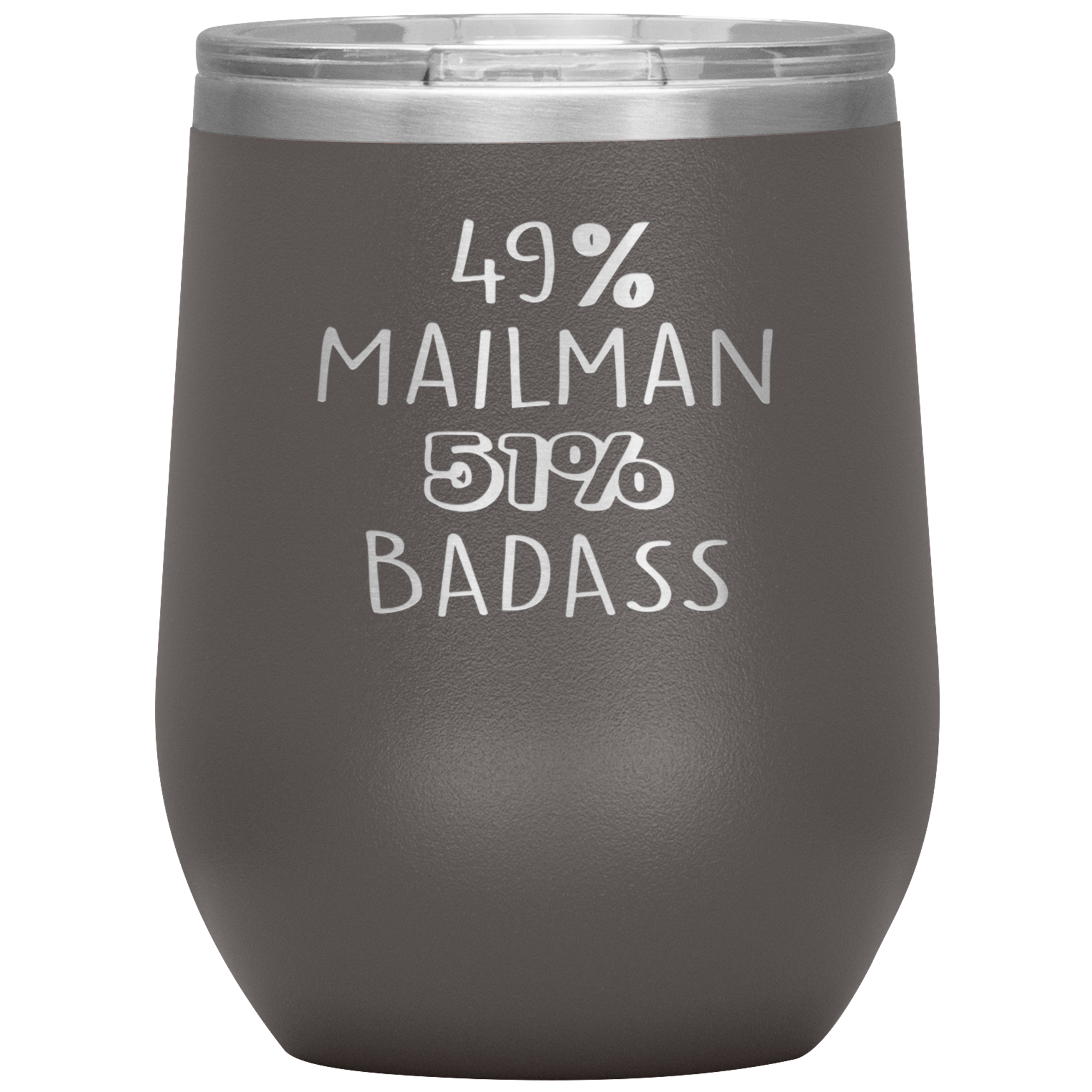 Mailman Gift, 49% Mailman, Badass, 12oz Tumbler, Travel mug, Coffee Tumbler, Present for Mailman Colleague