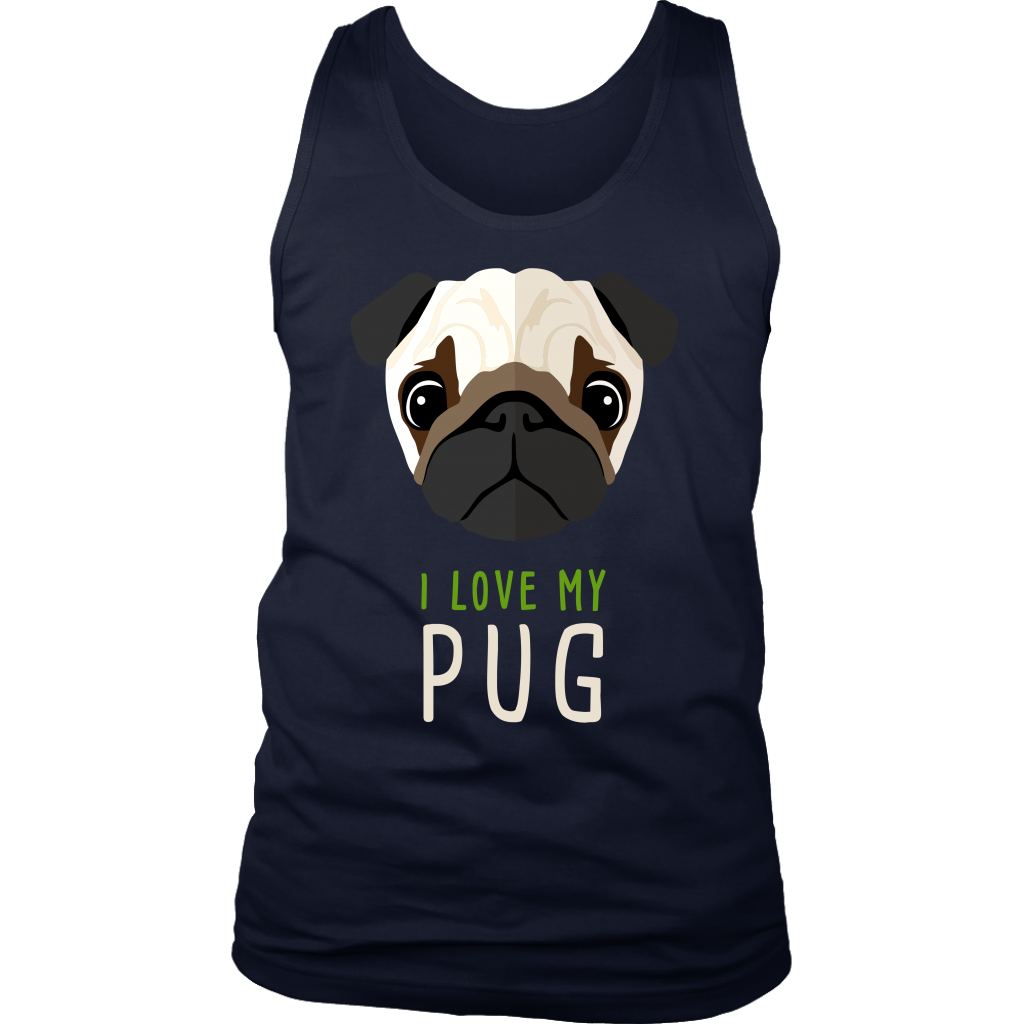 Pug Lover I love my Pug Gift, Birthday Present, Racerback, Tank Top, Summer Apparel
