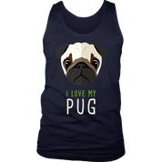 Pug Lover I love my Pug Gift, Birthday Present, Racerback, Tank Top, Summer Apparel