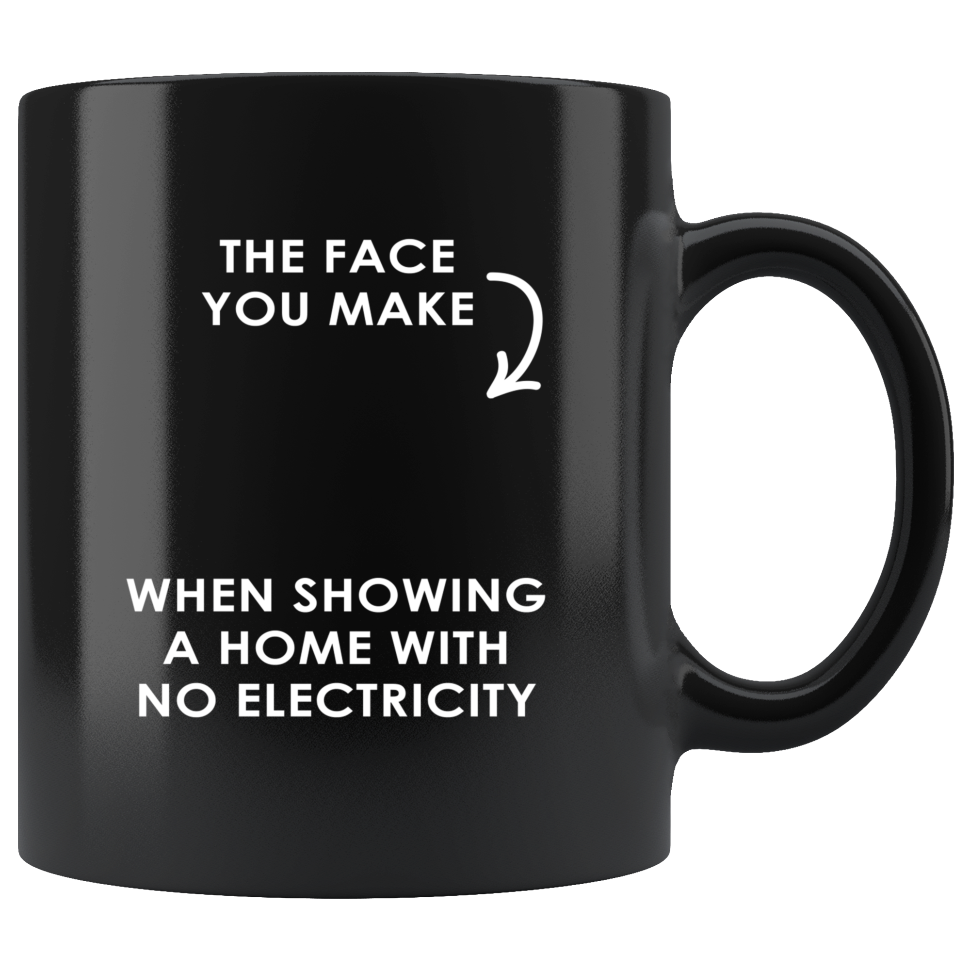 Real Estate Agent Mug Realtor gift - The face you make when showing a home with no electricity mug - Friend Funny Mug (11)oz Black