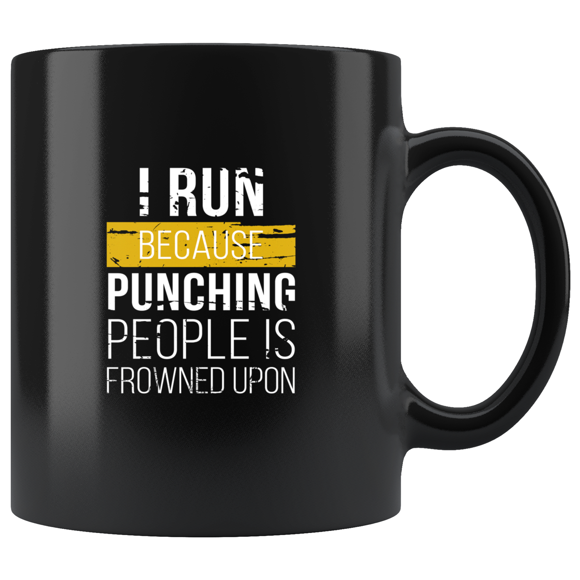 Mug Running Running Gifts - I run because punching people is frowned upon mug - Gifts Runners Running Coffee Mug Black (11oz)