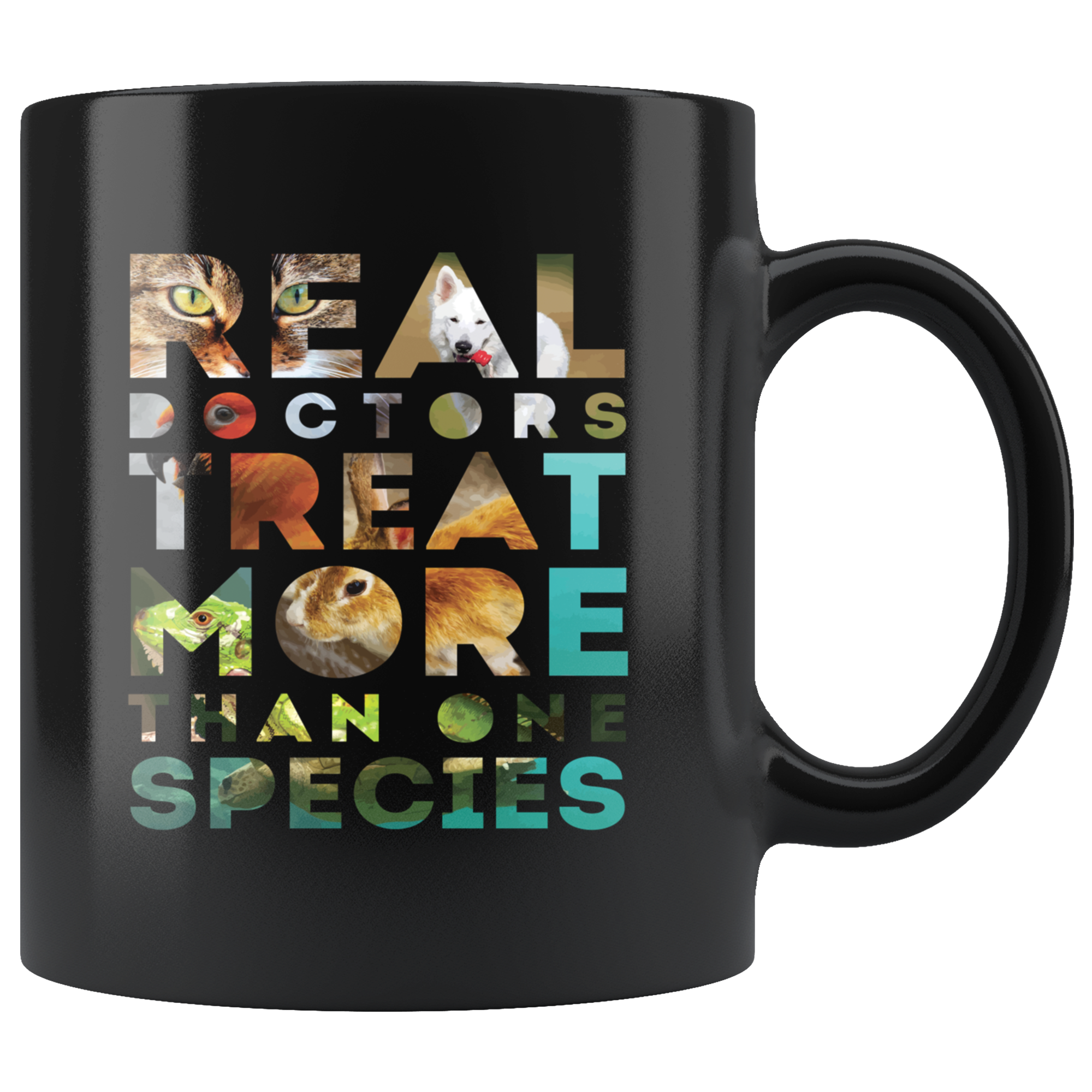 Mug Vet Tech gifts Veterinarian mug Real doctors treat more than one species mug - Vet Nurse coffee mug Veterinary coffee cup Black (11oz)