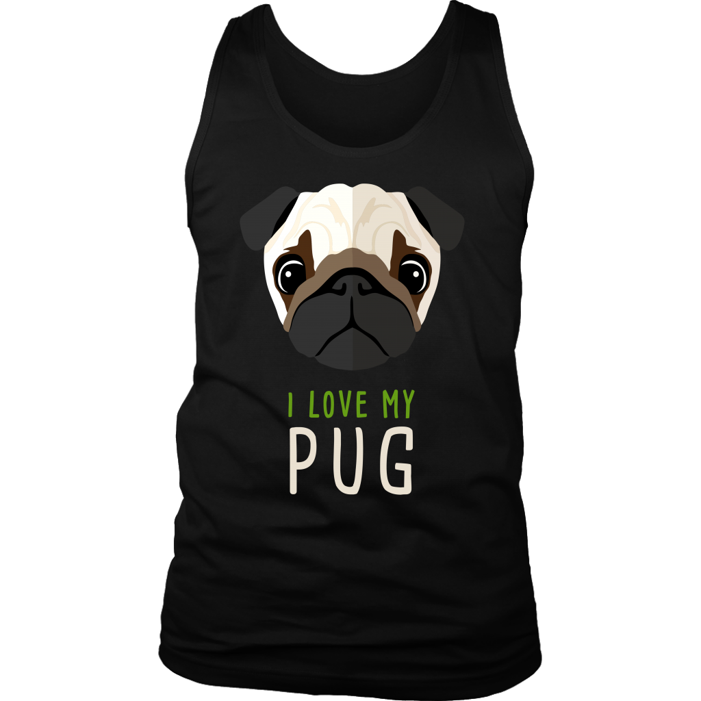 Pug Lover I love my Pug Gift, Birthday Present, Racerback, Tank Top, Summer Apparel