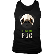 Pug Lover I love my Pug Gift, Birthday Present, Racerback, Tank Top, Summer Apparel