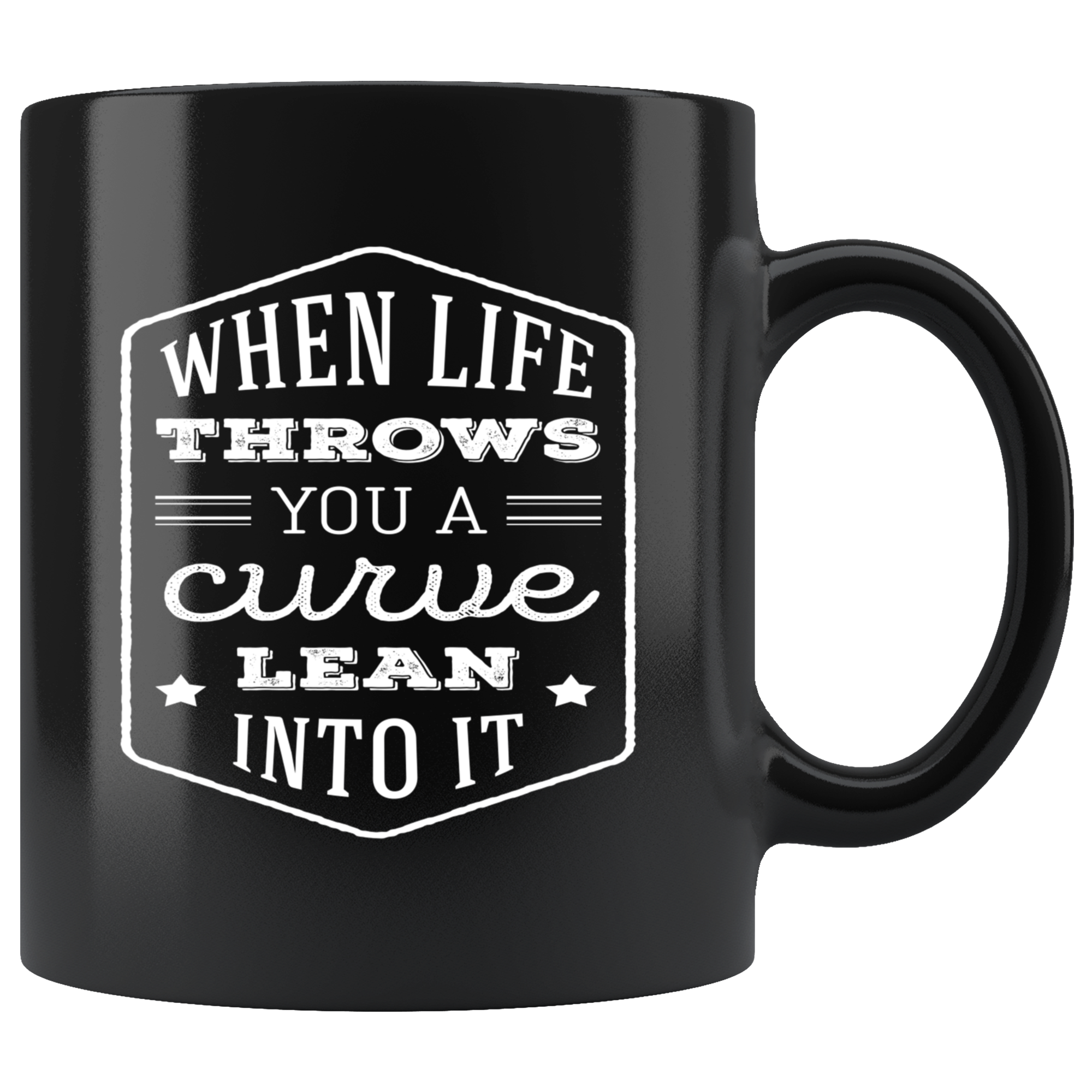Mug Motorcycle Motorcycle Gifts - When life throws you a curve lean into it mug - Motorcycle Mug Motorcycle Coffee Mug (11oz) Black