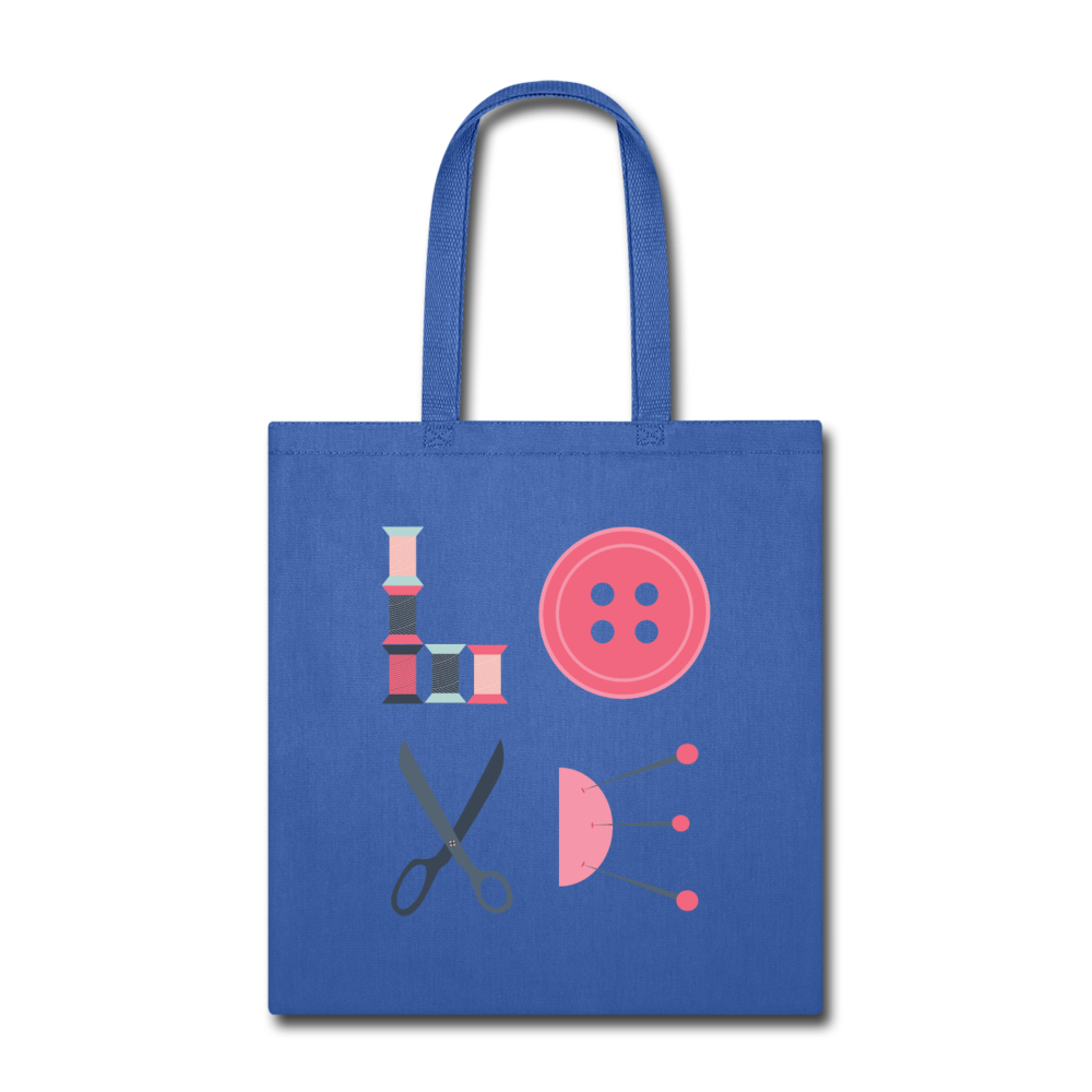 Sewing LOVE Cotton Tote Bag - royal blue