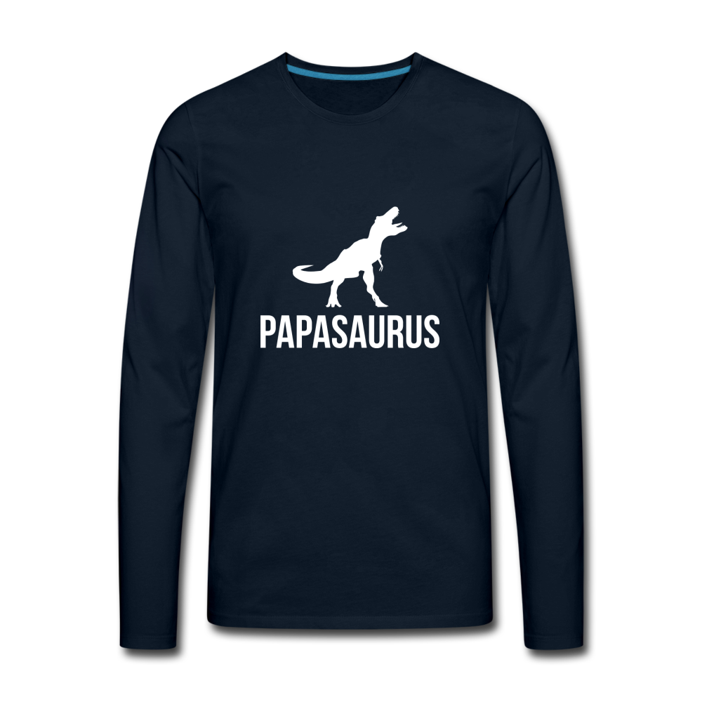 Papasaurus Men's Premium Long Sleeve T-Shirt - deep navy