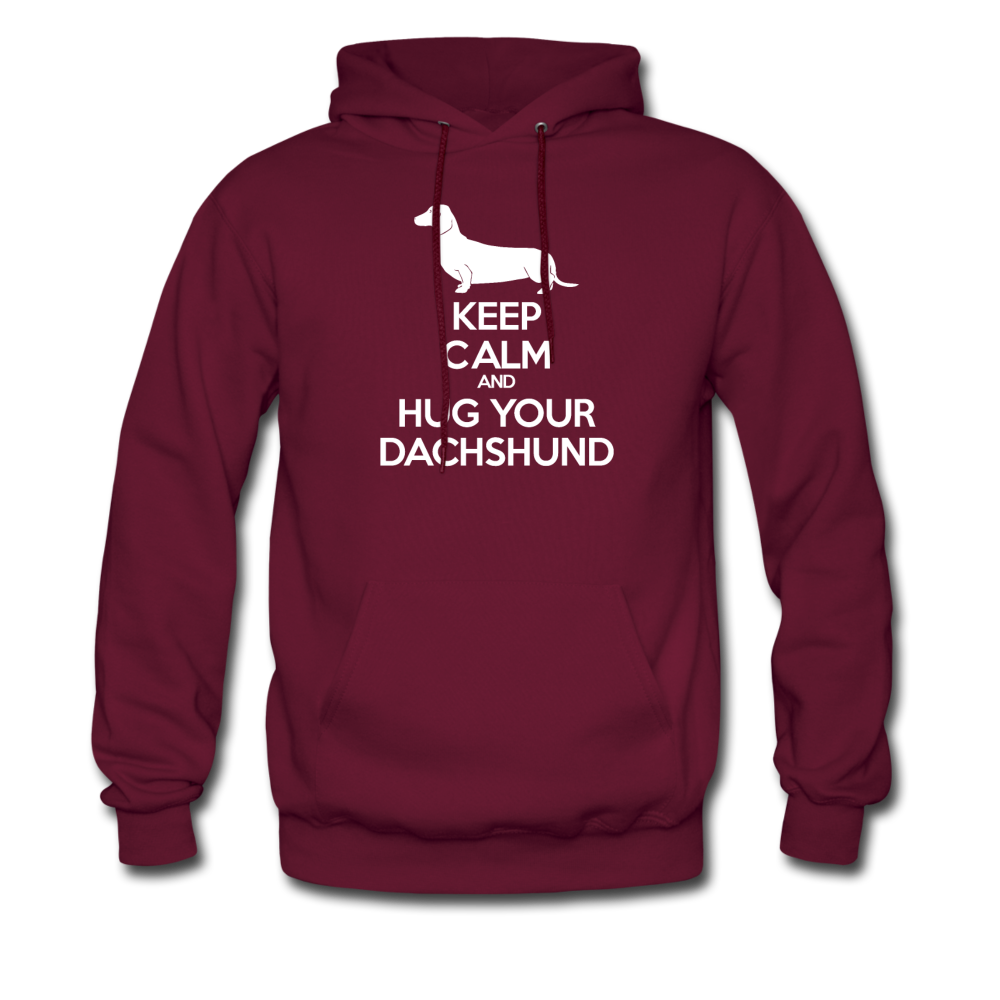 Keep Calm and Hug Your Dachshund, Unisex Hoodie - burgundy