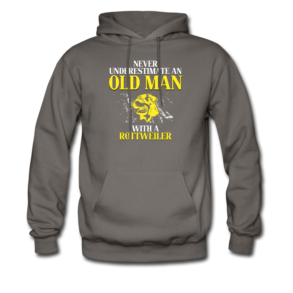 Never underestimate an old man with a Rottweiler Unisex Hoodie - asphalt gray