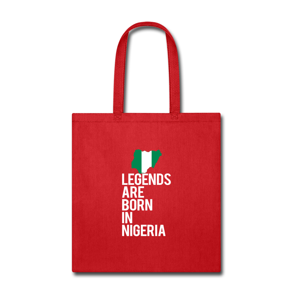 Legends are born in Nigeria Tote Bag - red