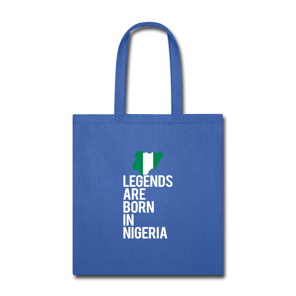 Legends are born in Nigeria Tote Bag - royal blue