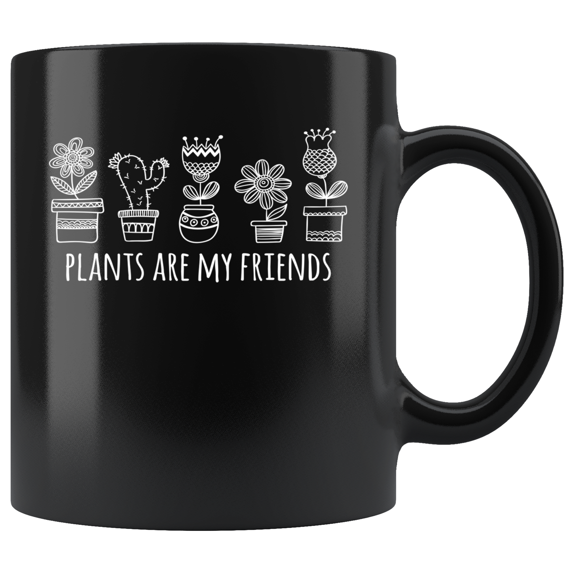 Mug Gardening Funny Mug - Plants are my friends - Perfect Gift for Gardener, Your Dad, Mom, Boyfriend, Girlfriend, or Friend - 11oz Black