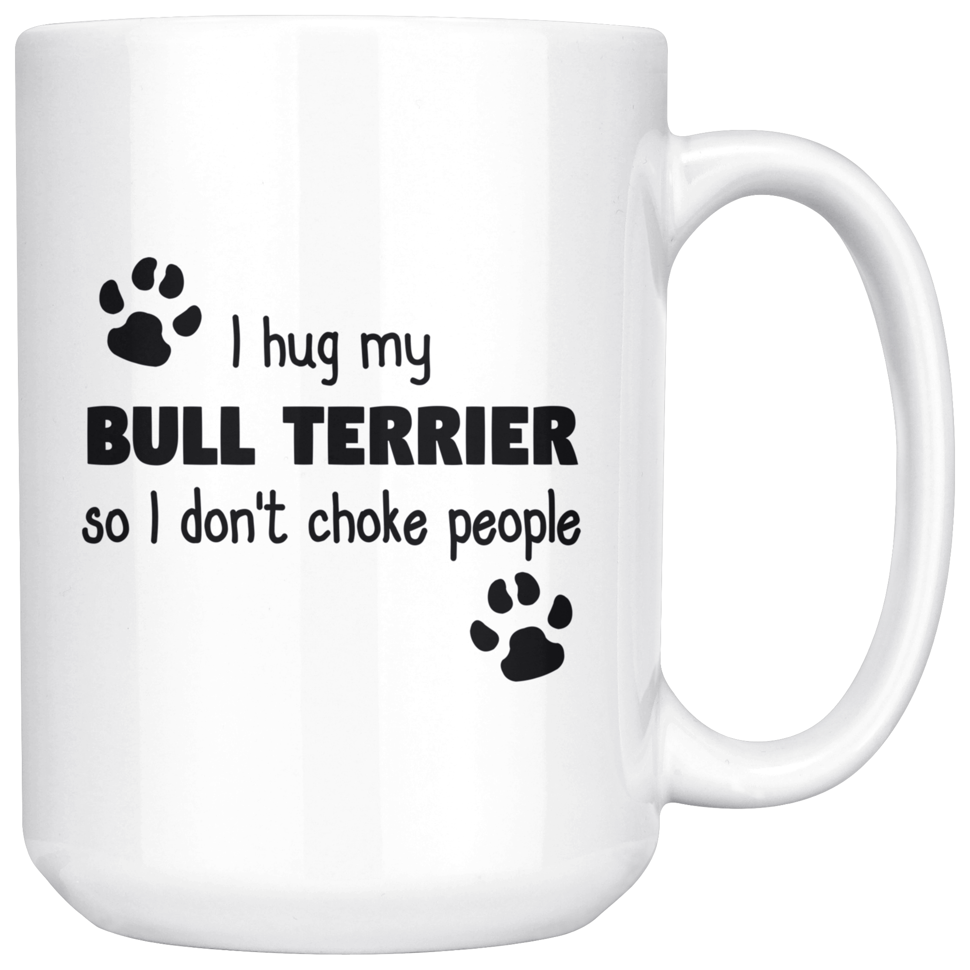I hug my bull terrier