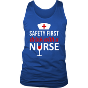 Nurse Safety first, drink with a nurse Gift, Birthday Present, Racerback, Tank Top, Summer Apparel