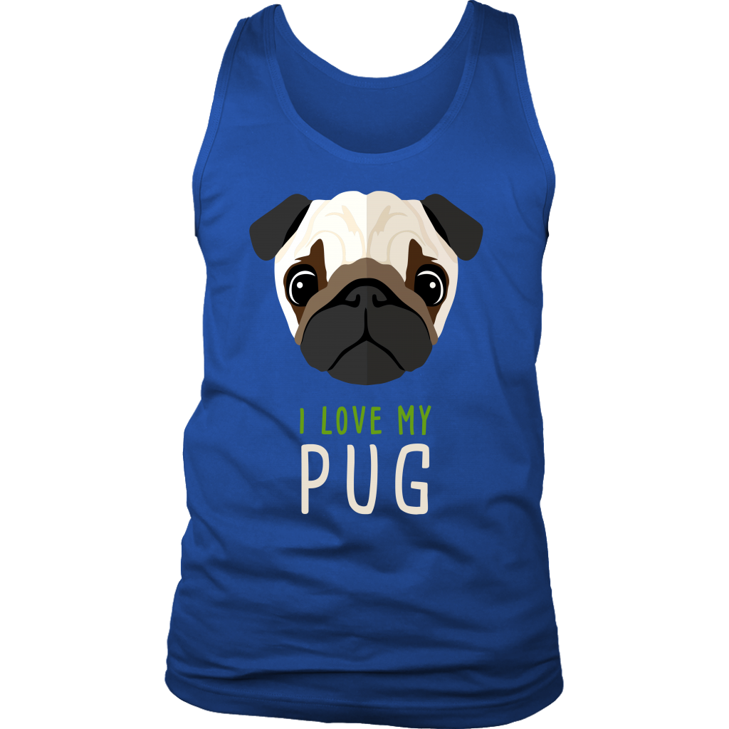 Pug Lover I love my Pug Gift, Birthday Present, Racerback, Tank Top, Summer Apparel