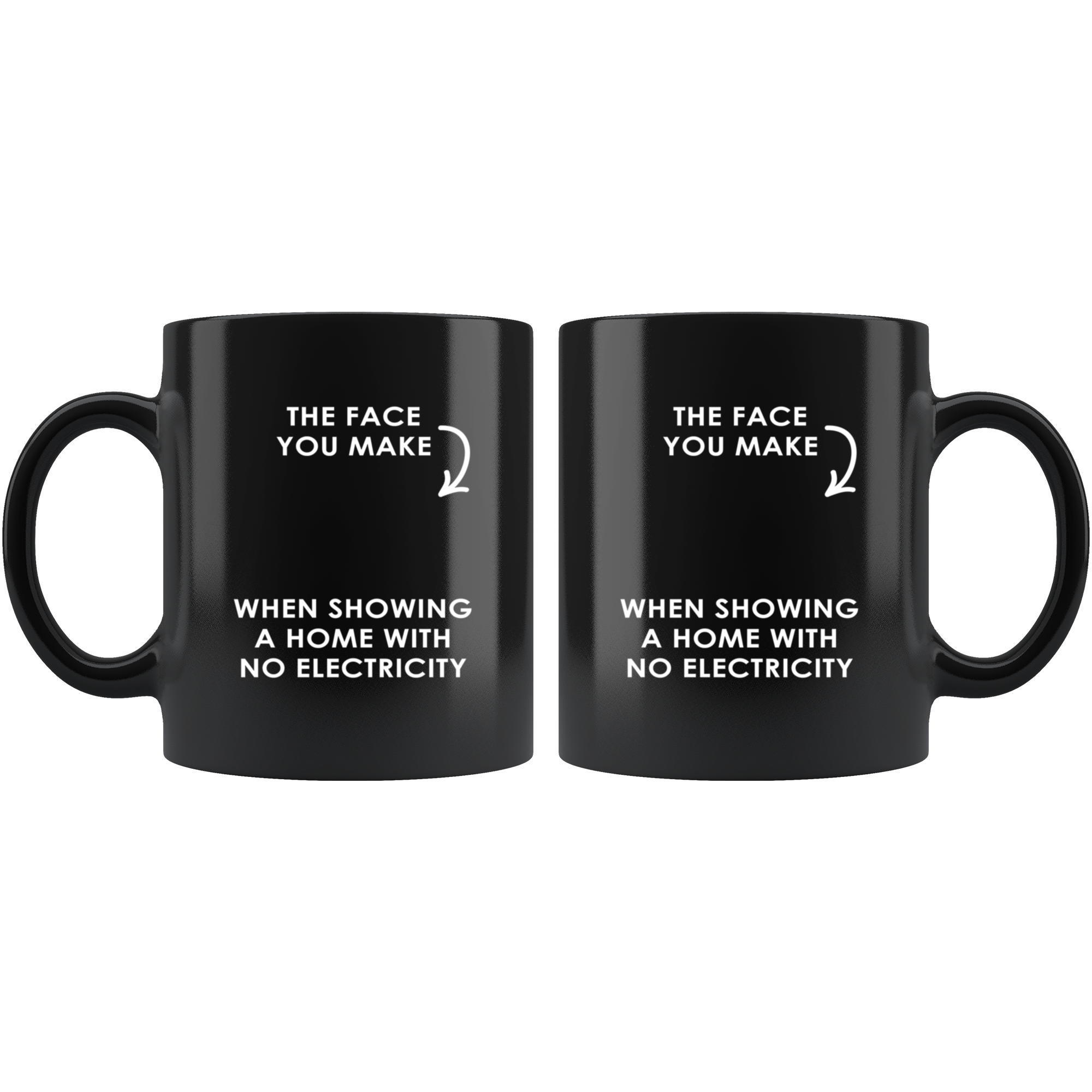 Real Estate Agent Mug Realtor gift - The face you make when showing a home with no electricity mug - Friend Funny Mug (11)oz Black