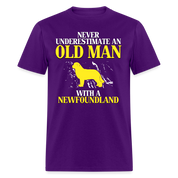 K00707  Personalizable Newfoundland Gift, Never underestimate an old man with a Newfoundland, Grandpa t Unisex Classic T-Shirt - purple