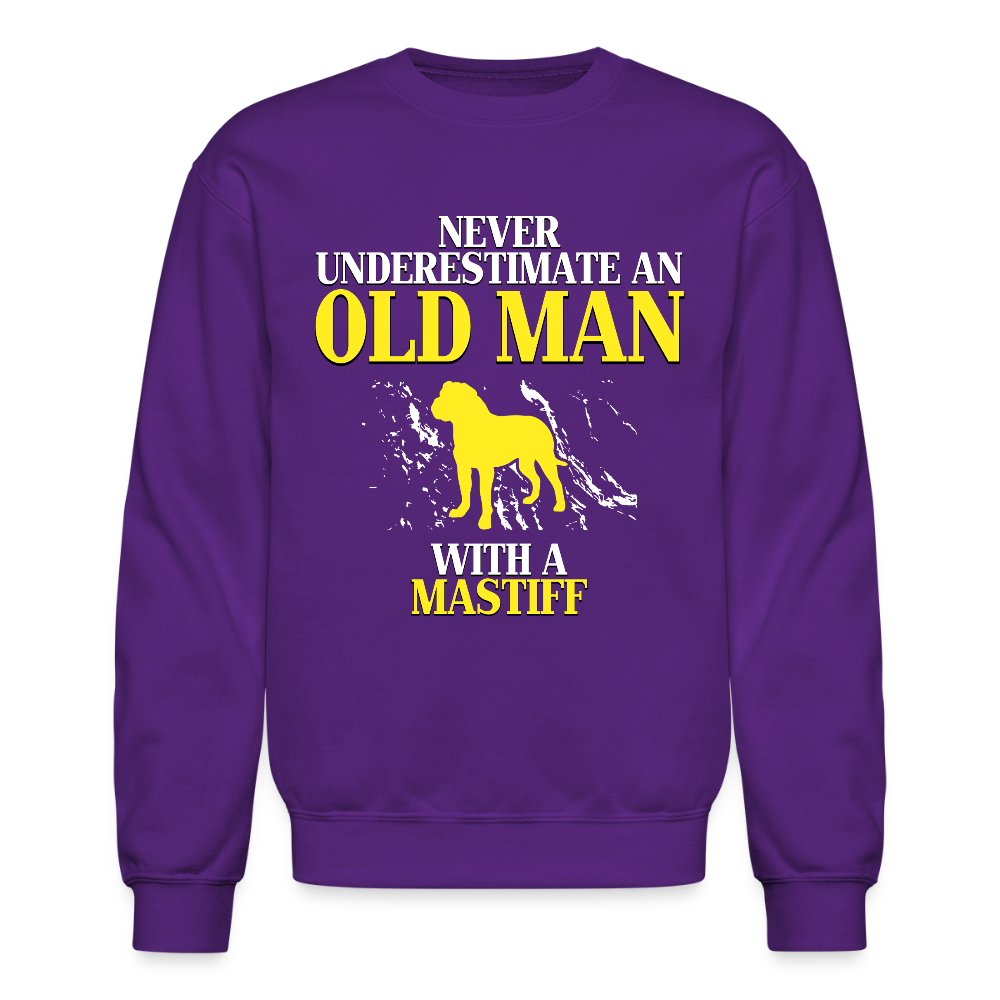 K00700   Never underestimate an old man with a Mastiff, Father's Day Gift Crewneck Black - purple