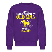 K00700   Never underestimate an old man with a Mastiff, Father's Day Gift Crewneck Black - purple