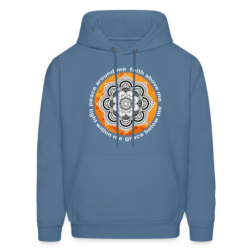 Buddhist Hoodie - Peace around me, face above me, light within me, grace below me Crewneck Gift - denim blue