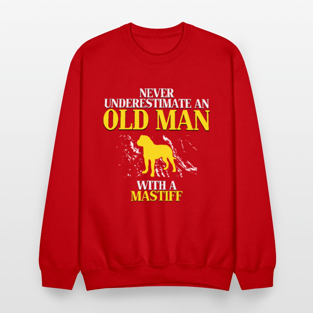 K00700   Never underestimate an old man with a Mastiff, Father's Day Gift Crewneck Black - red