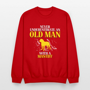 K00700   Never underestimate an old man with a Mastiff, Father's Day Gift Crewneck Black - red