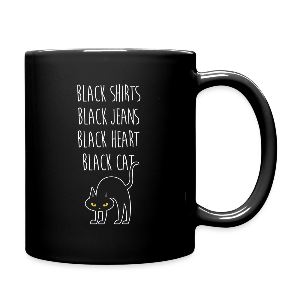 Black shirts black jeans black heart black cat Full Color Mug - black