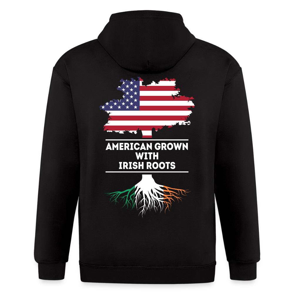 S00372  American Grown with irish roots Unisex Zip Hoodie Irish Roots Men's Zip Hoodie - black