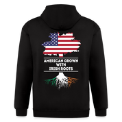 S00372  American Grown with irish roots Unisex Zip Hoodie Irish Roots Men's Zip Hoodie - black