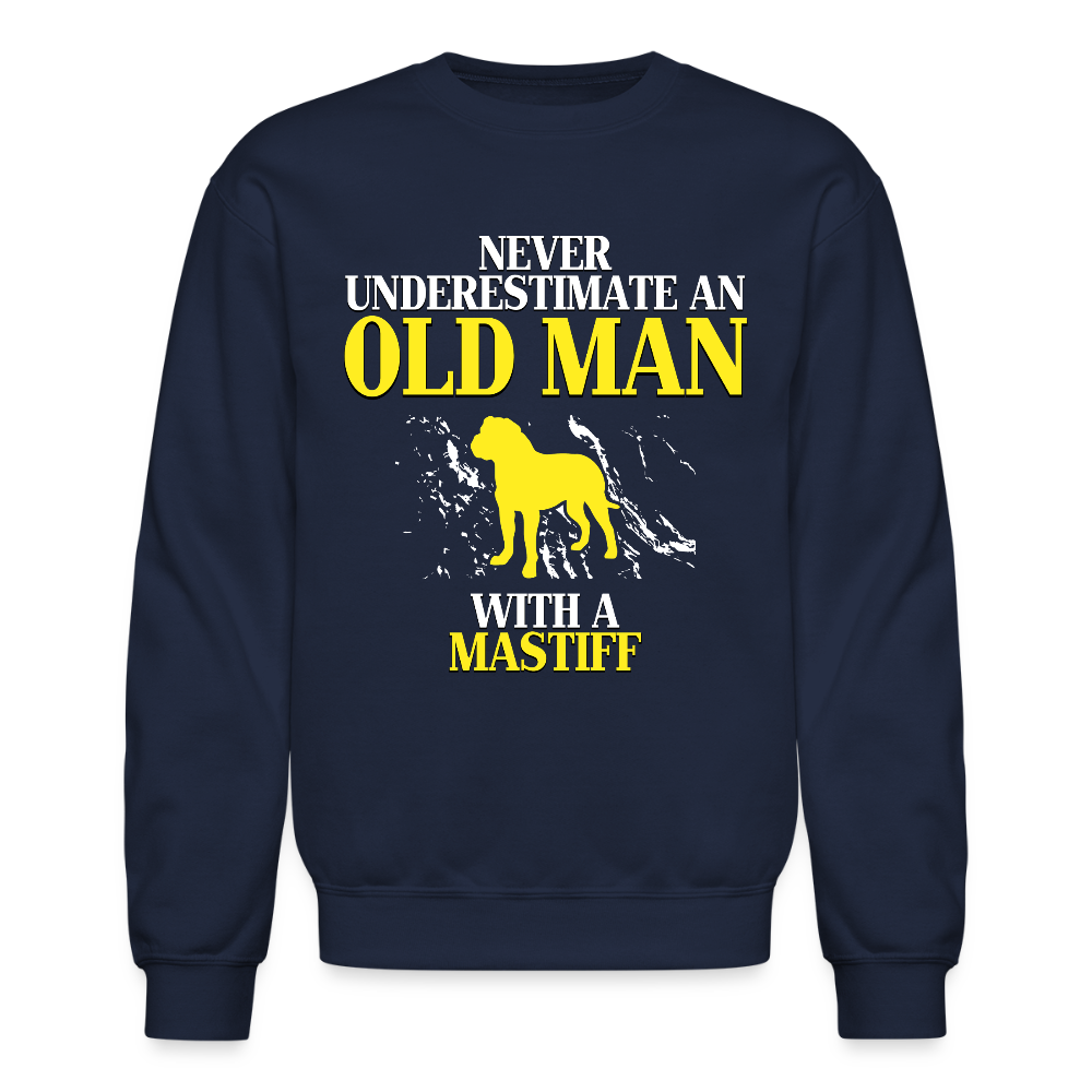 K00700   Never underestimate an old man with a Mastiff, Father's Day Gift Crewneck Black - navy