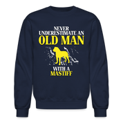 K00700   Never underestimate an old man with a Mastiff, Father's Day Gift Crewneck Black - navy