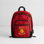 She's beauty, she's grace, she'll punch you in the face Backpack - red