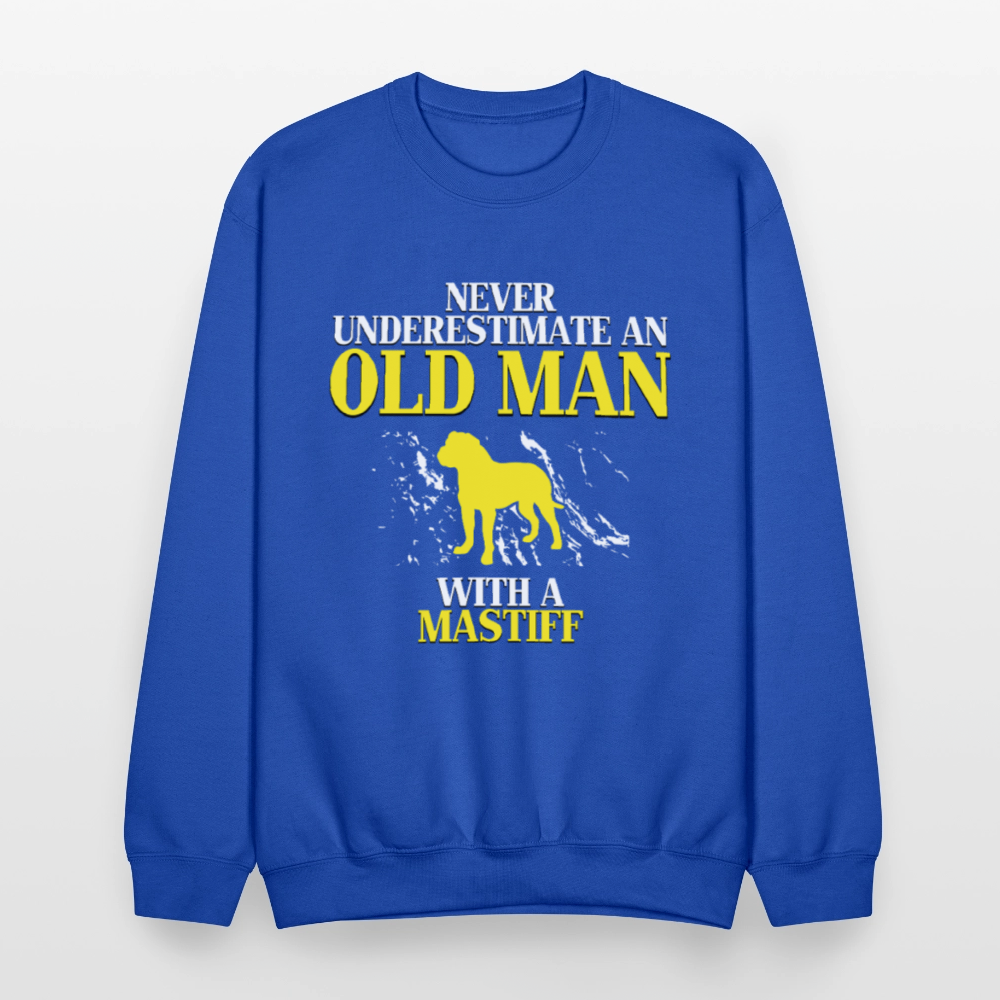 K00700   Never underestimate an old man with a Mastiff, Father's Day Gift Crewneck Black - royal blue