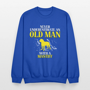 K00700   Never underestimate an old man with a Mastiff, Father's Day Gift Crewneck Black - royal blue
