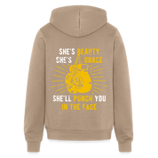 S00188 She's beauty, she's grace, she'll punch you in the face Unisex Zip Hoodie Boxing Gift - tan