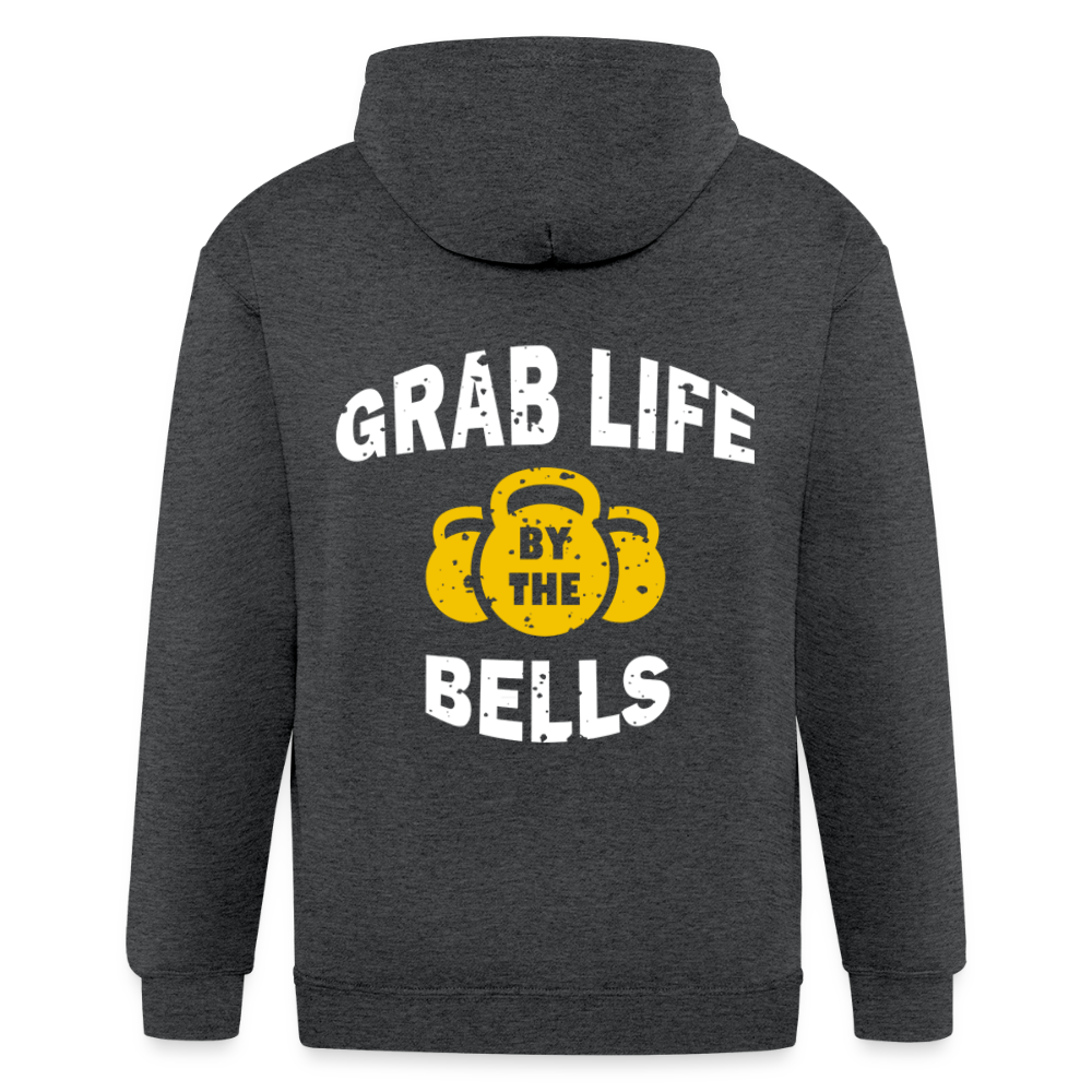 S00541  Grab life by the bells Unisex Zip Hoodie Fitness Gift Zip Hoodie - deep heather